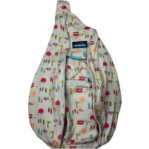 Kavu Rope Sling Bag Summer Fun Camping Canvas Crossbody Zipper Pockets Backpack‎